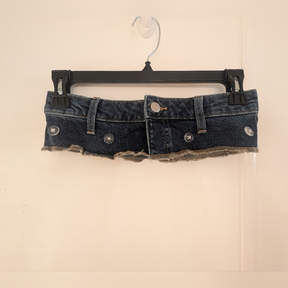 🛍️4 For $15🛍️Wild Pair Dark Blue Denim Mini Belt Easy Rigid - Picture 3 of 7